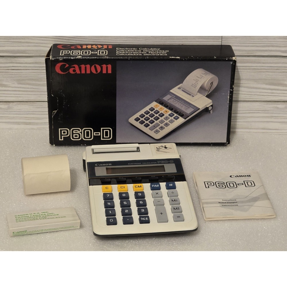 Canon‎ P60-D Vtg Electronic Calculator Adding Machine New Open Box Made in JAPAN
